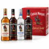 Captain Morgan Spiced Gold, Dark, White and Black Spiced rum bottles