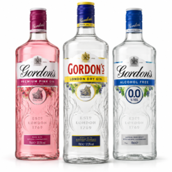 Gordon’s London Dry, Premium Pink and alcohol-free gin bottles wholesale