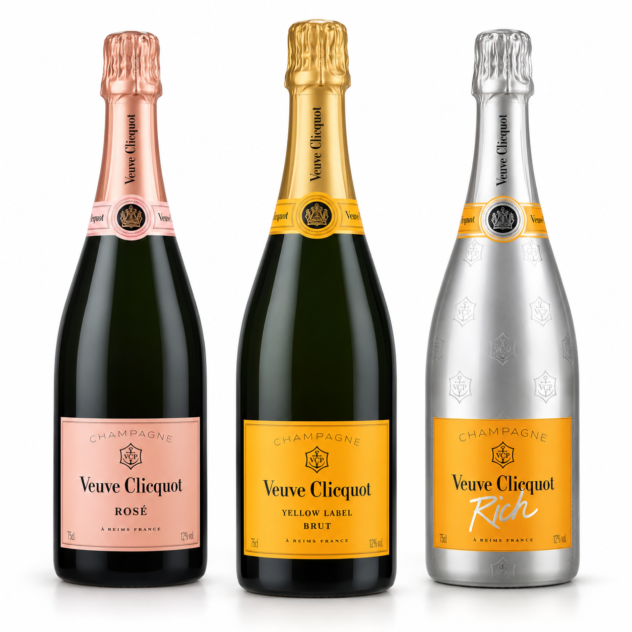 Veuve Clicquot Yellow Label, Rosé and Rich Champagne bottles wholesale Veuve Clicquot Yellow Label, Rosé and Rich Champagne bottles wholesale